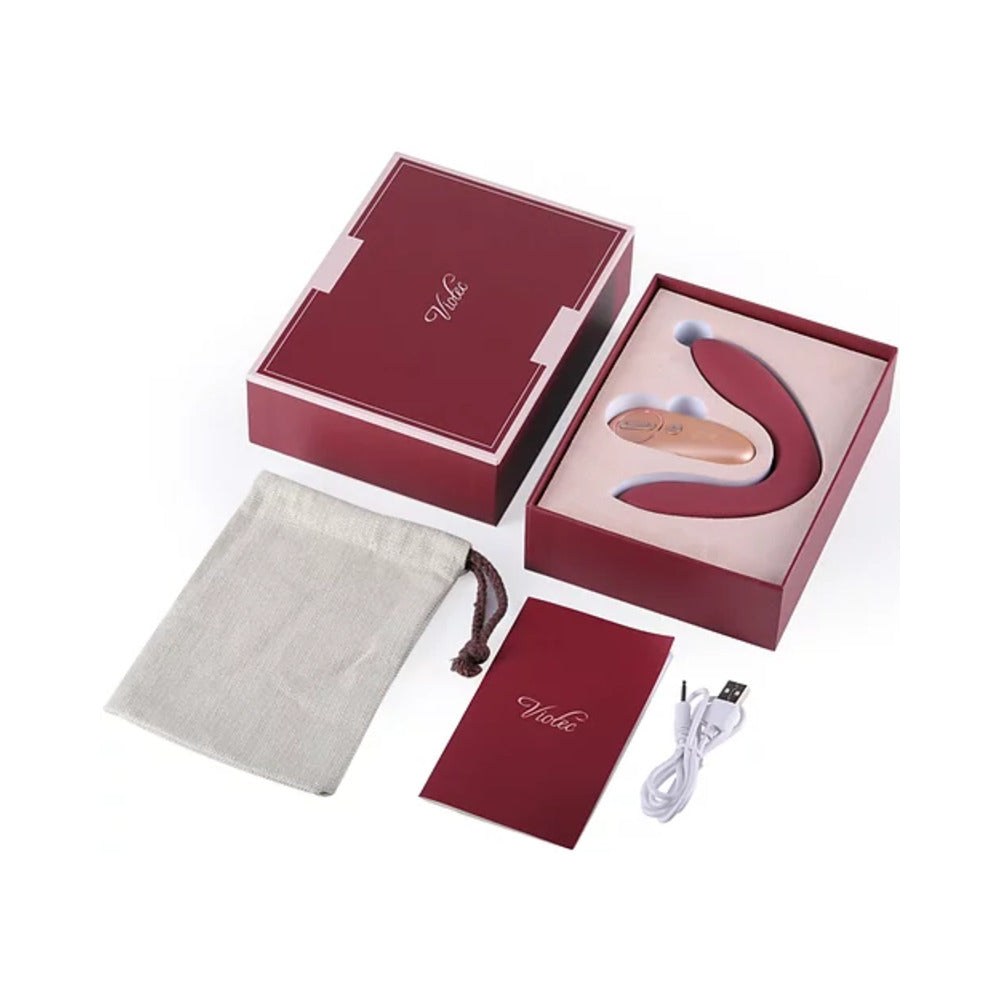 Hercules Remote C-Shape Vibrating Plug Wine Red